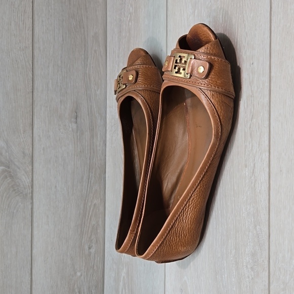 Tory Burch Womens Clines Logo Open Toe Flats Loafer Slip on shoes sz 10M - Picture 1 of 16